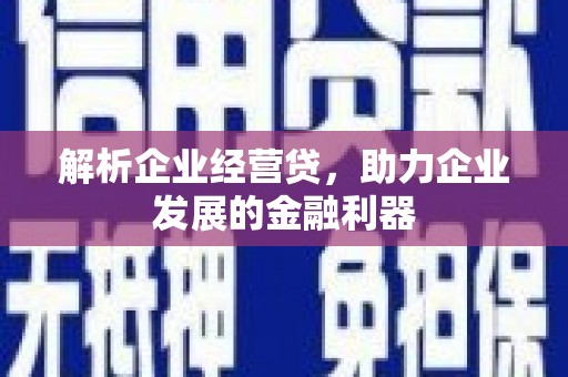 天台解析企业经营贷，助力企业发展的金融利器
